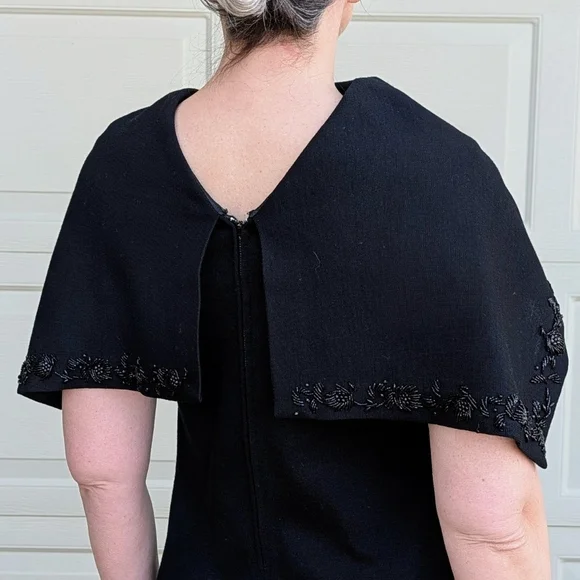 vintage 1960's BLACK KNIT wiggle DRESS 60's S - Picture 7 of 9